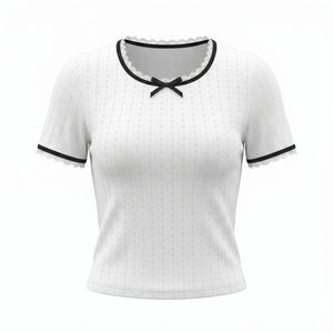 Contrast Trim Lace Knit Top WHD0605206-S-2412117