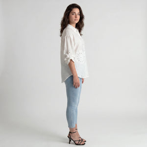 Floral Appliqué Button Shirt WHD0605207-S-250761-1