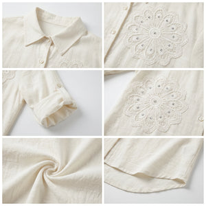 Floral Appliqué Button Shirt WHD0605207-S-250761-1