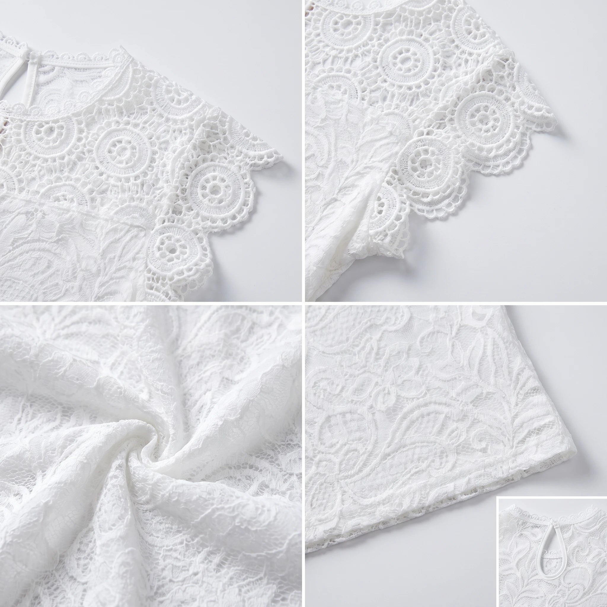 White Lace Cap Sleeve Top WHD0605208-SHE-230516