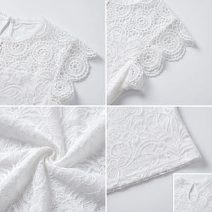 White Lace Cap Sleeve Top WHD0605208-SHE-230516