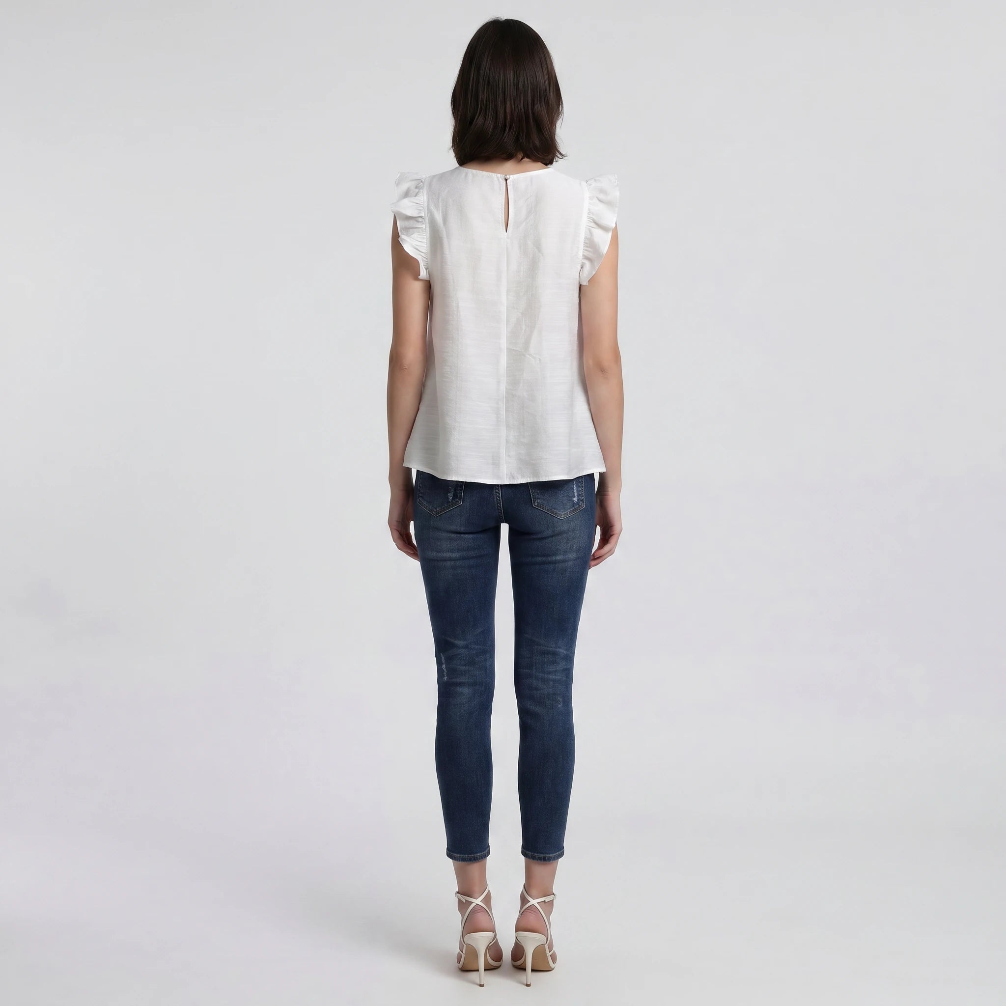 Pearl Embroidered Ruffle Sleeve Top WHD0605209-S-251047