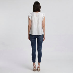 Pearl Embroidered Ruffle Sleeve Top WHD0605209-S-251047