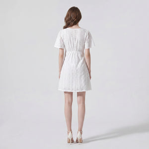 White Eyelet Tie-Front Mini Dress WHD0605210-S-2505273