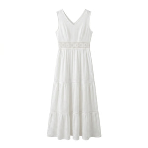 White Lace Cutout Tiered Maxi Dress WHD0605213-WH-30302