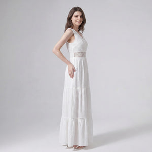 White Lace Cutout Tiered Maxi Dress WHD0605213-WH-30302