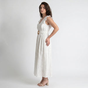 White Cutwork Embroidery Midi Dress WHD0605214-S-2506183