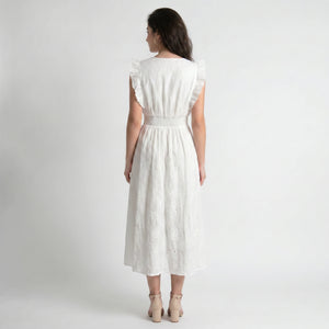 White Cutwork Embroidery Midi Dress WHD0605214-S-2506183