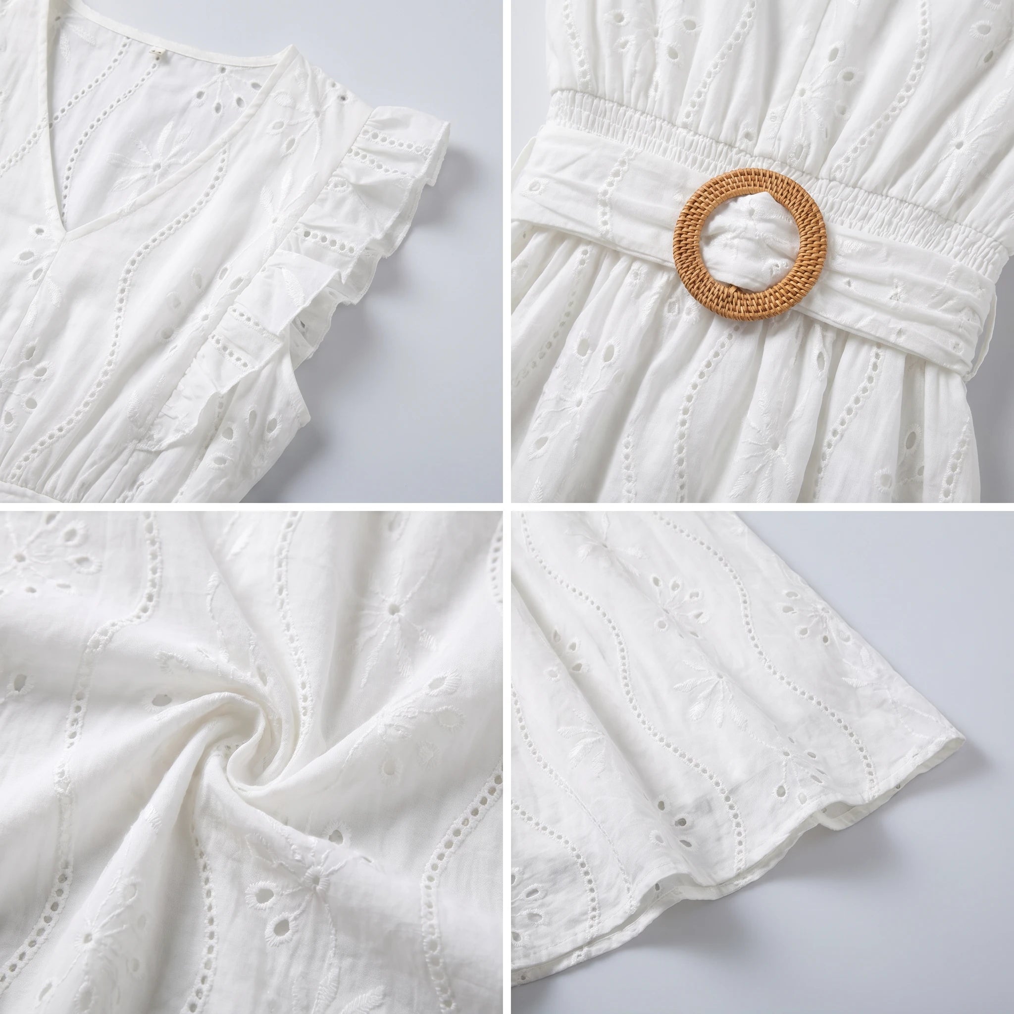 White Cutwork Embroidery Midi Dress WHD0605214-S-2506183