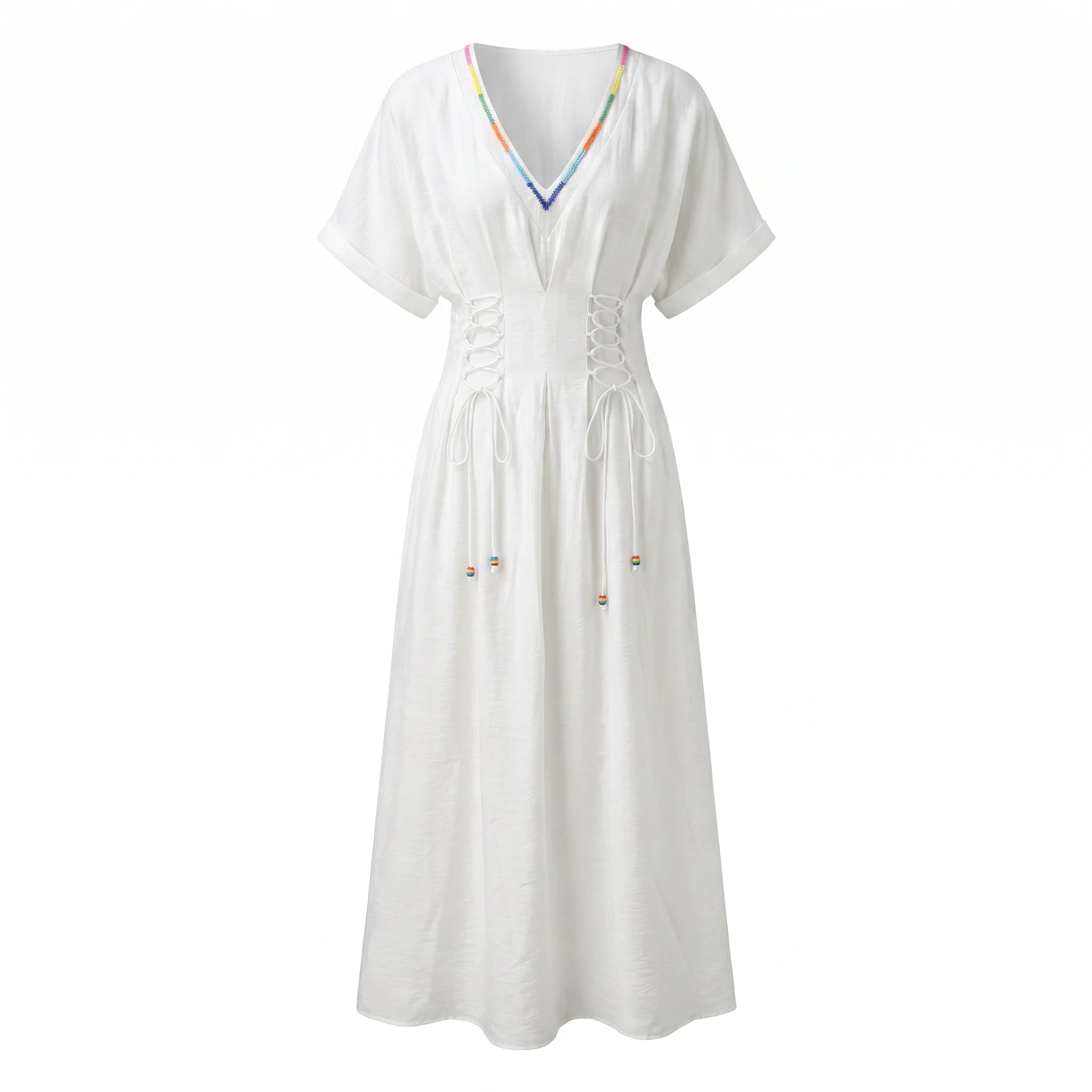 Embroidered V-Neck Maxi Dress WHD0605216-S-250260-1