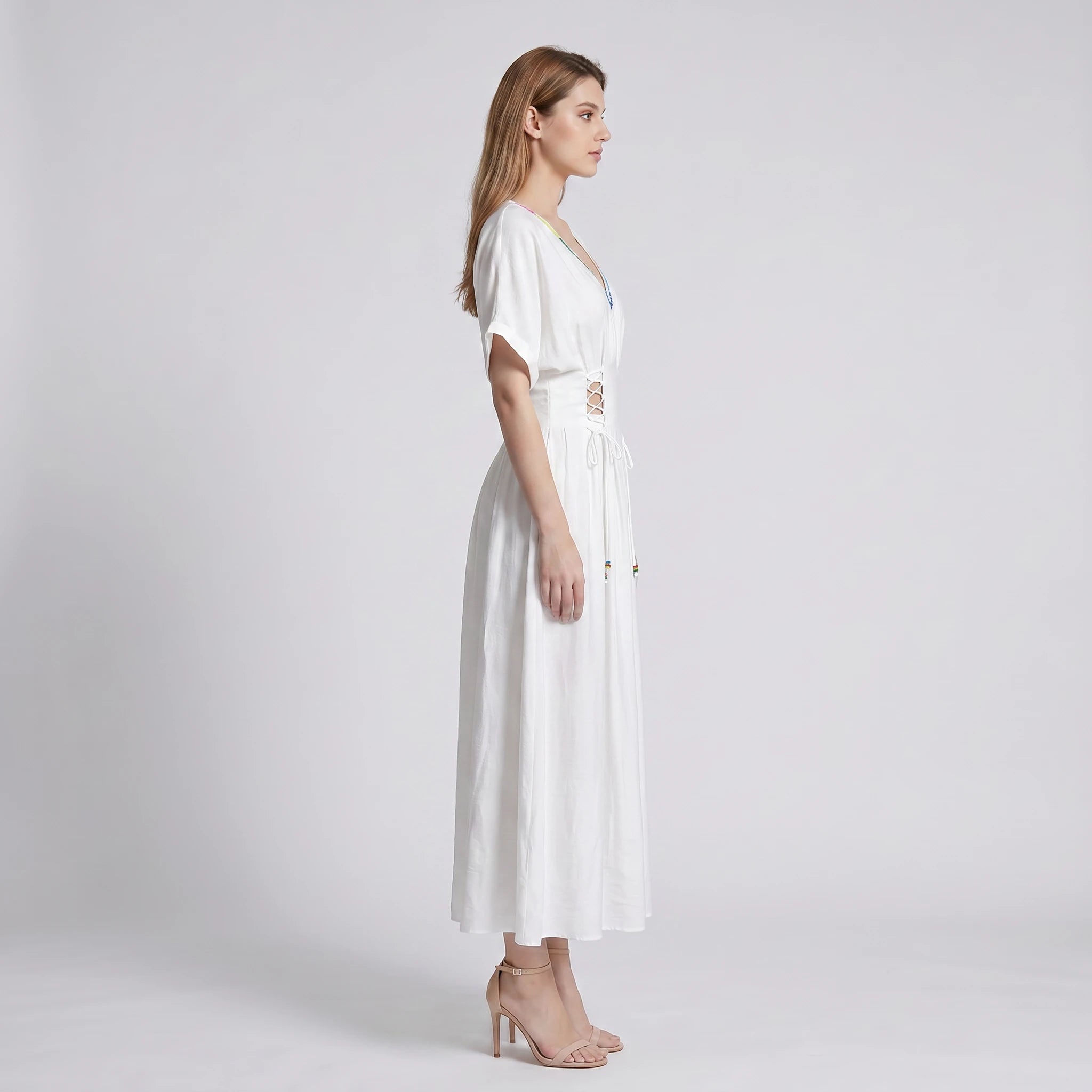 Embroidered V-Neck Maxi Dress WHD0605216-S-250260-1