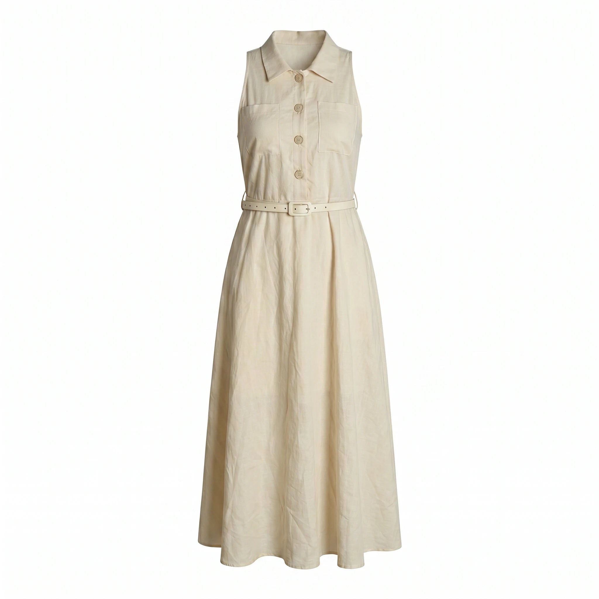Ivory Belted Shirt Dress WHD0605217-S-2511112