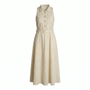 Ivory Belted Shirt Dress WHD0605217-S-2511112
