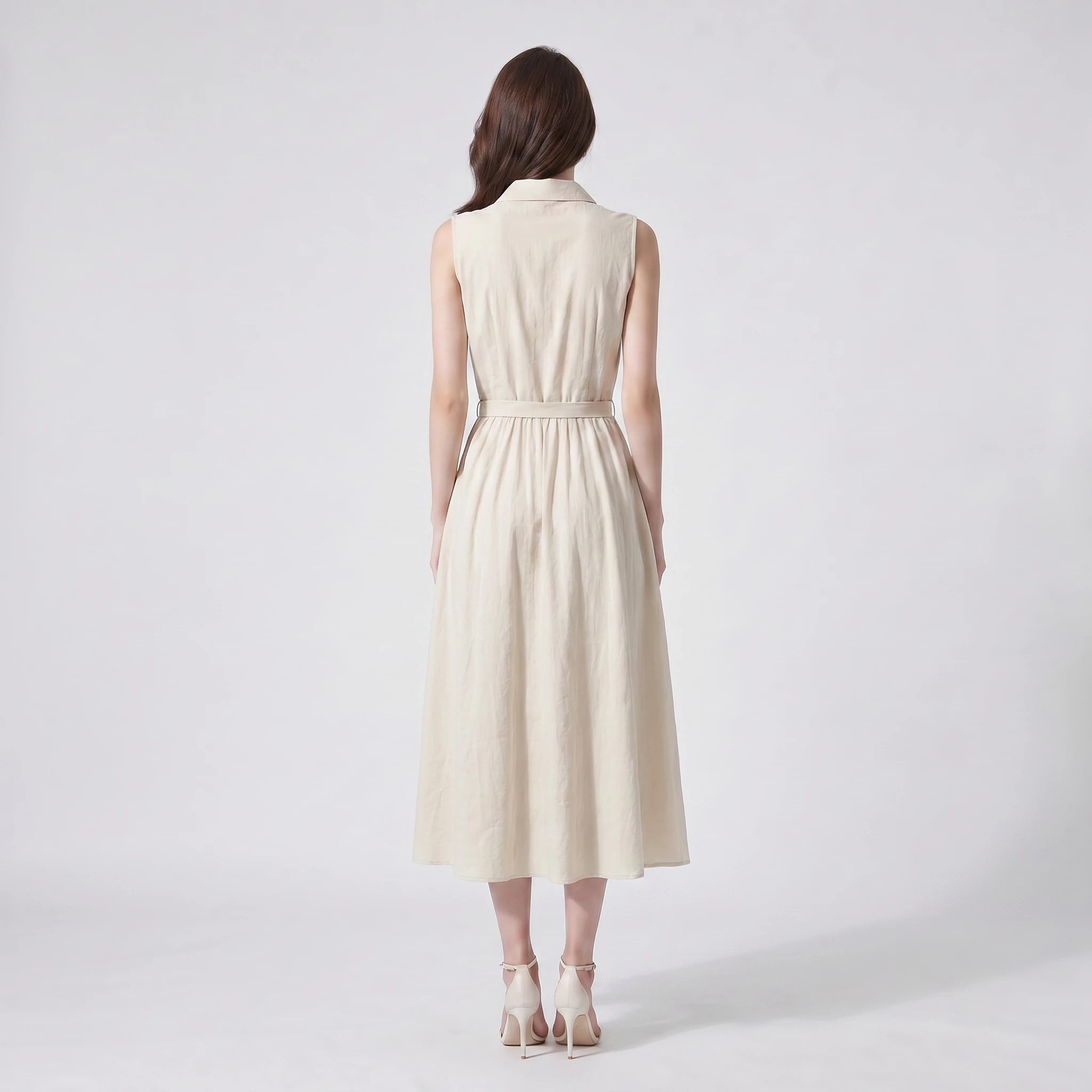 Ivory Belted Shirt Dress WHD0605217-S-2511112