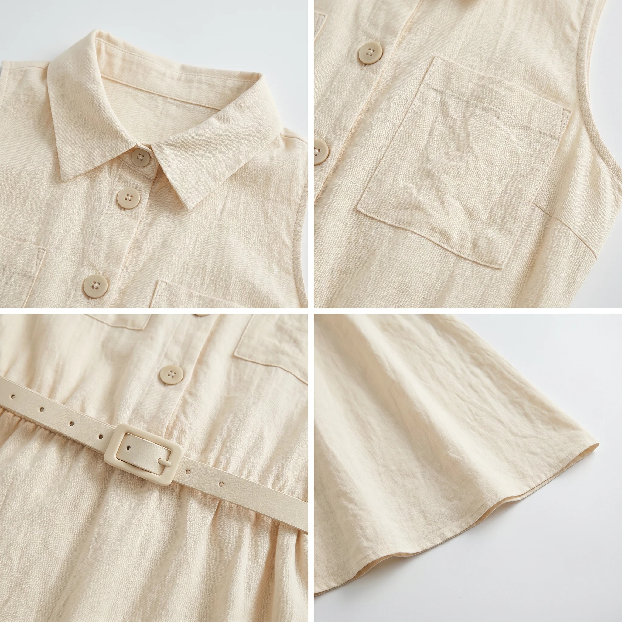 Ivory Belted Shirt Dress WHD0605217-S-2511112