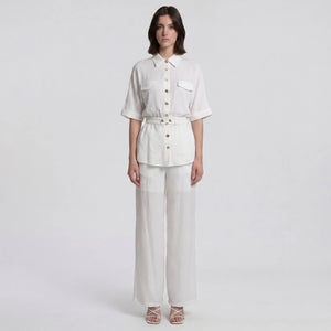 Ivory Button Wide Leg Set WHD0605218-S-250916
