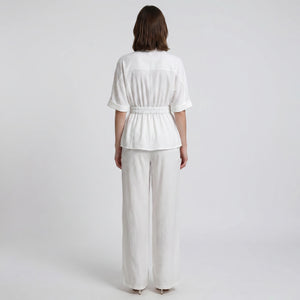Ivory Button Wide Leg Set WHD0605218-S-250916