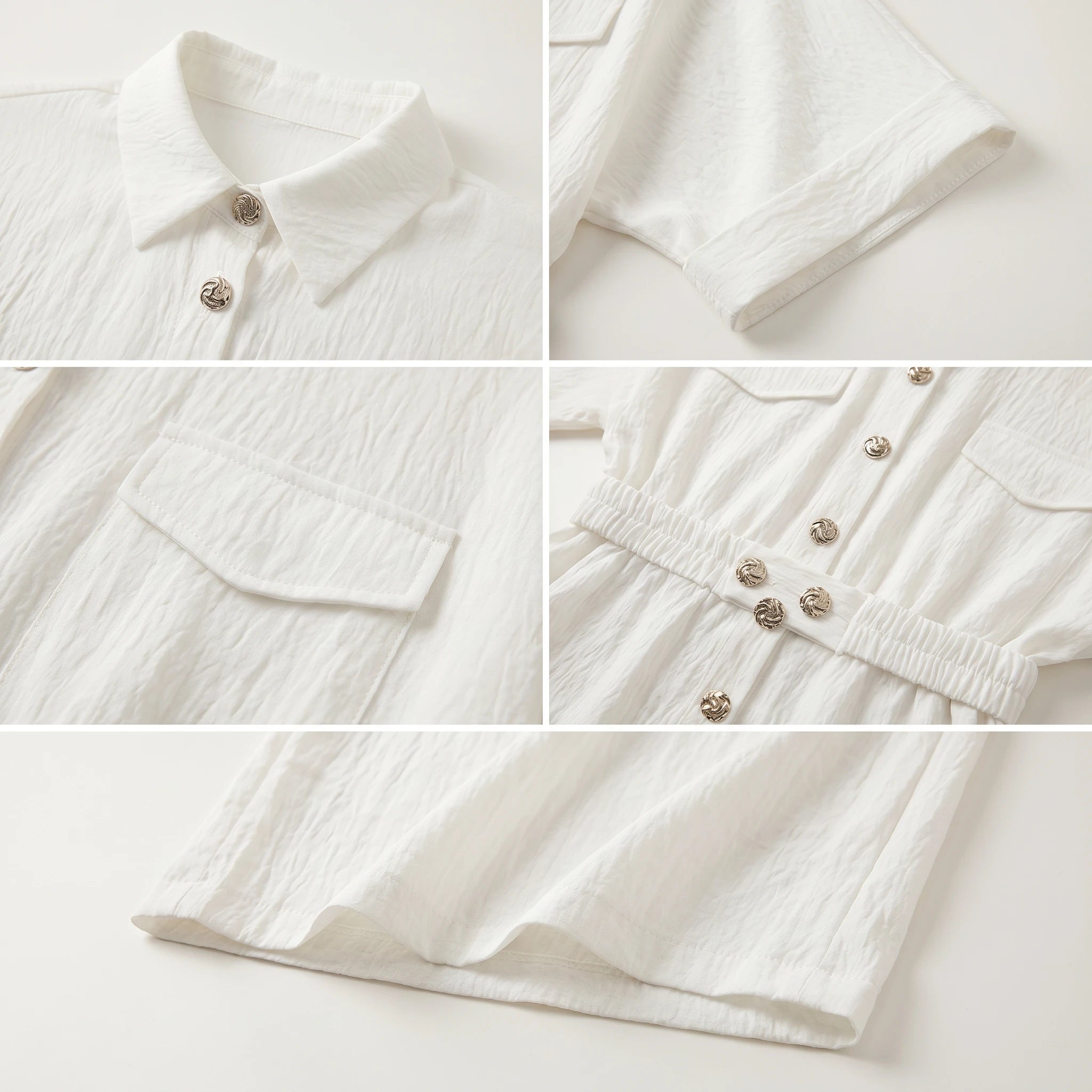 Ivory Button Wide Leg Set WHD0605218-S-250916