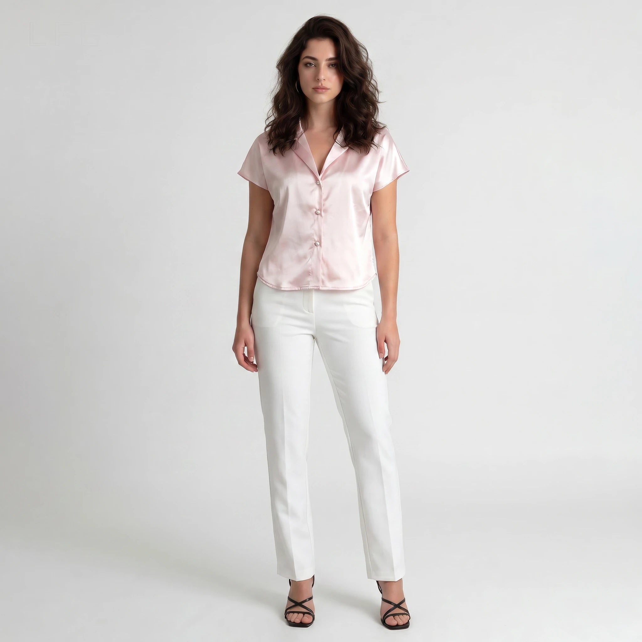 Ivory Button Wide Leg Set WHD0605219-S-250121
