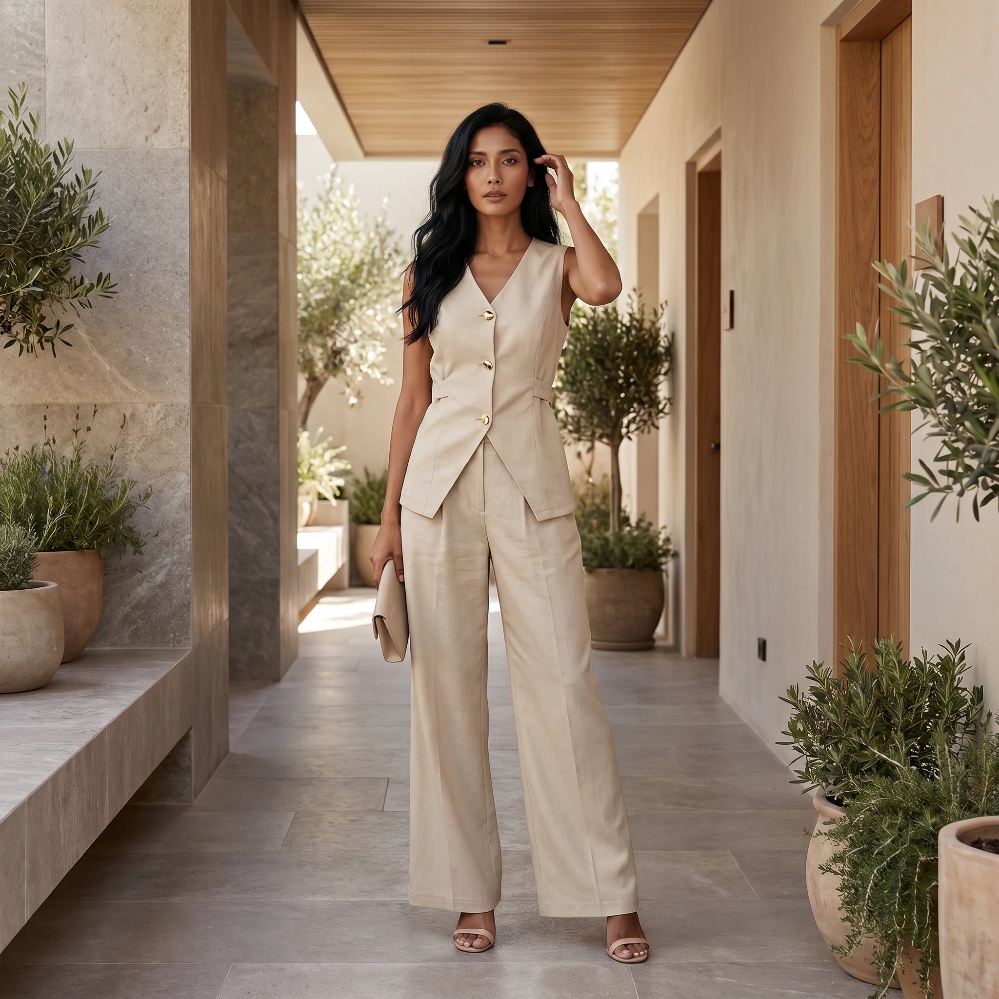 Asymmetric Vest Pant Set WHD0605220-S-250813