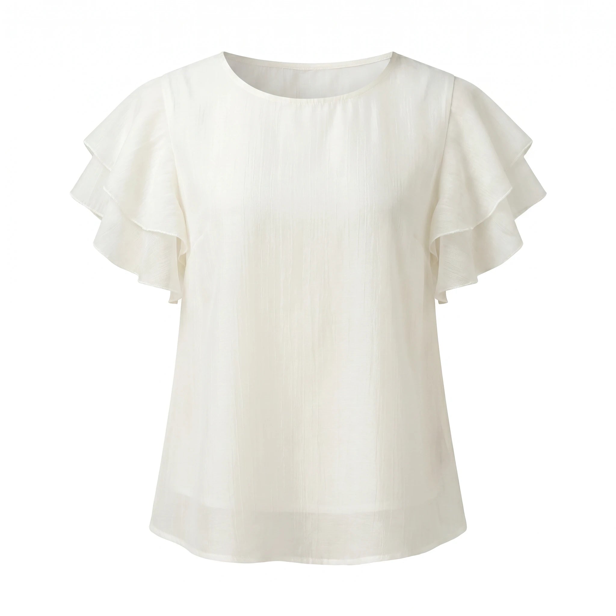 Ivory Flutter Sleeve Blouse WHD0605221-S-2601223