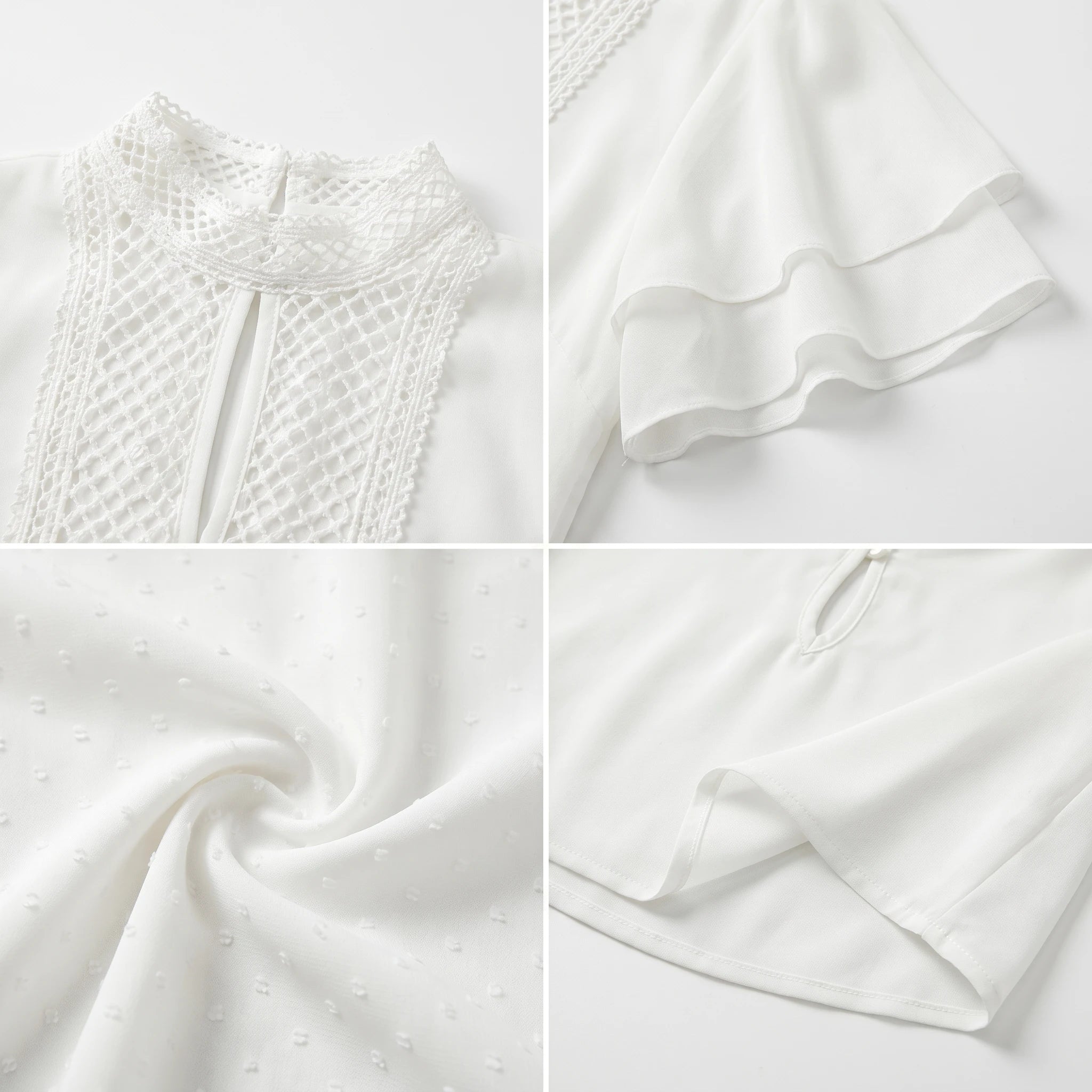 Ivory Swiss Dot Bow Blouse WHD0605224-S-2601234