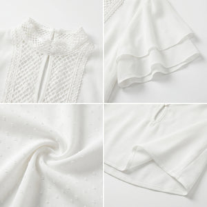 Ivory Swiss Dot Bow Blouse WHD0605224-S-2601234