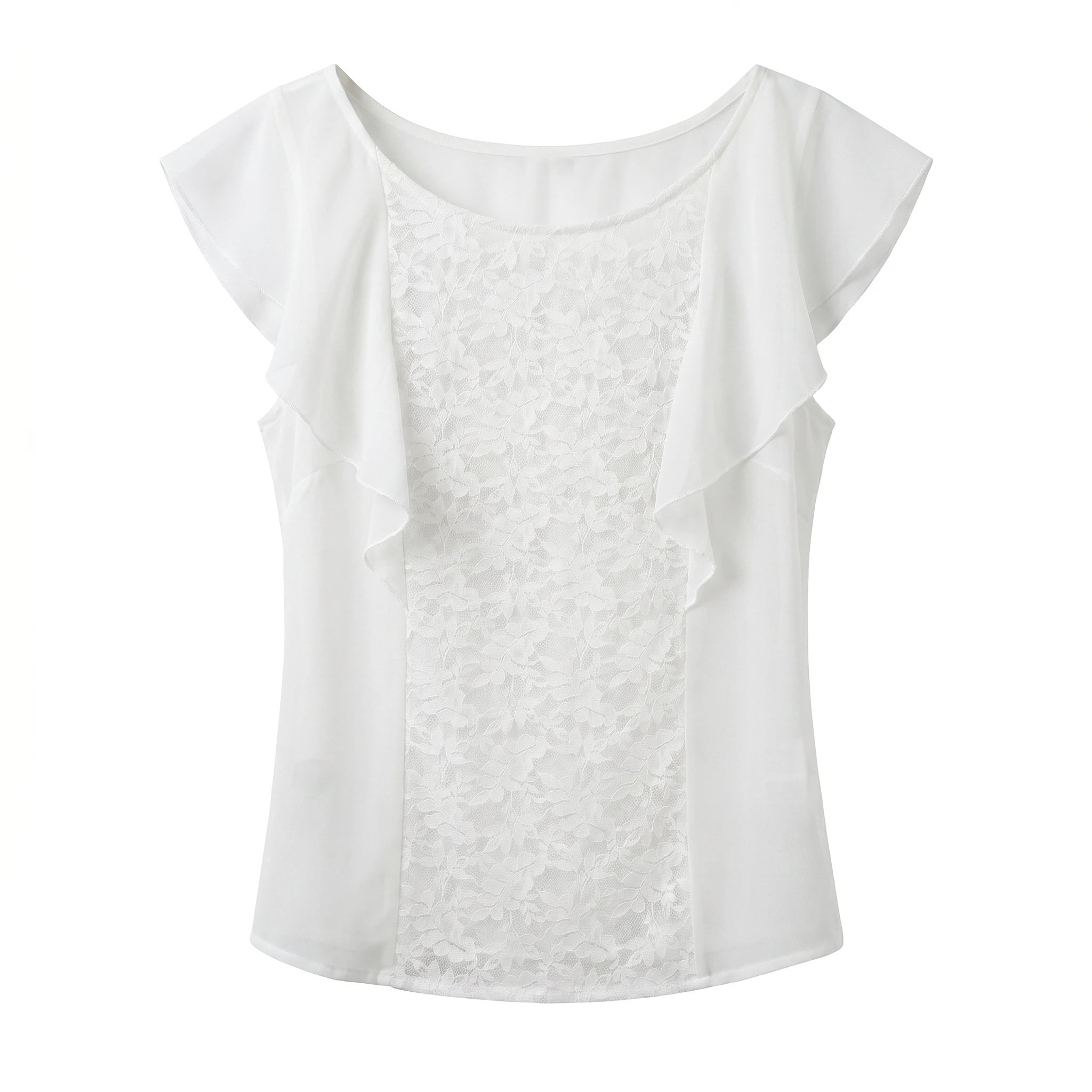 Ivory Lace Ruffle Blouse WHD0605226-S-2601233