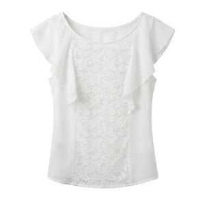Ivory Lace Ruffle Blouse WHD0605226-S-2601233