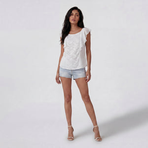 Ivory Lace Ruffle Blouse WHD0605226-S-2601233