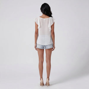Ivory Lace Ruffle Blouse WHD0605226-S-2601233