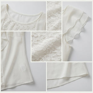 Ivory Lace Ruffle Blouse WHD0605226-S-2601233