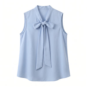 Pussy Bow Sleeveless Blouse WHD0605228-S-2601221