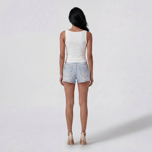 Metal Clasp Ribbed Tank Top WHD0605231-S-2511101