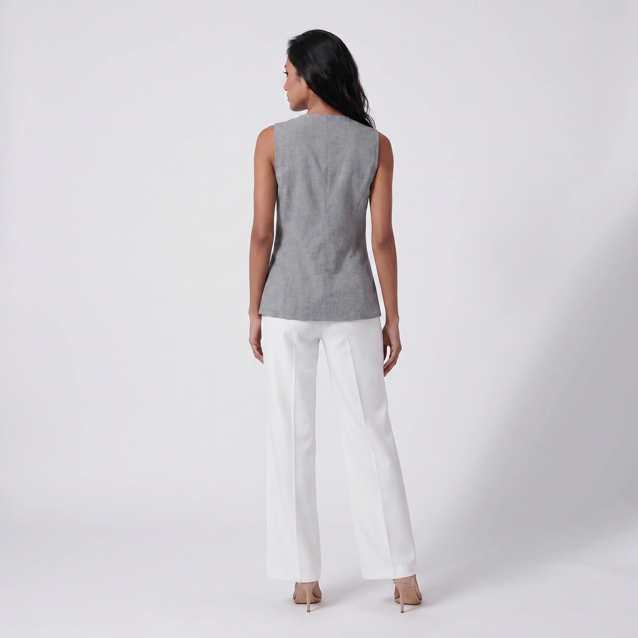 Gold Button Linen-Look Vest Top WHD0605232-S-2506133