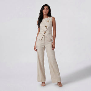 Gold Accent Vest Pants Set WHD0605233-S-250818