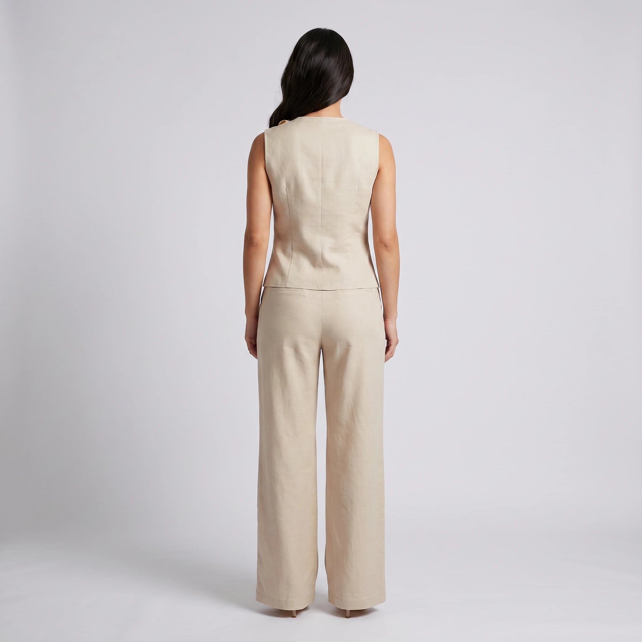 Gold Accent Vest Pants Set WHD0605233-S-250818