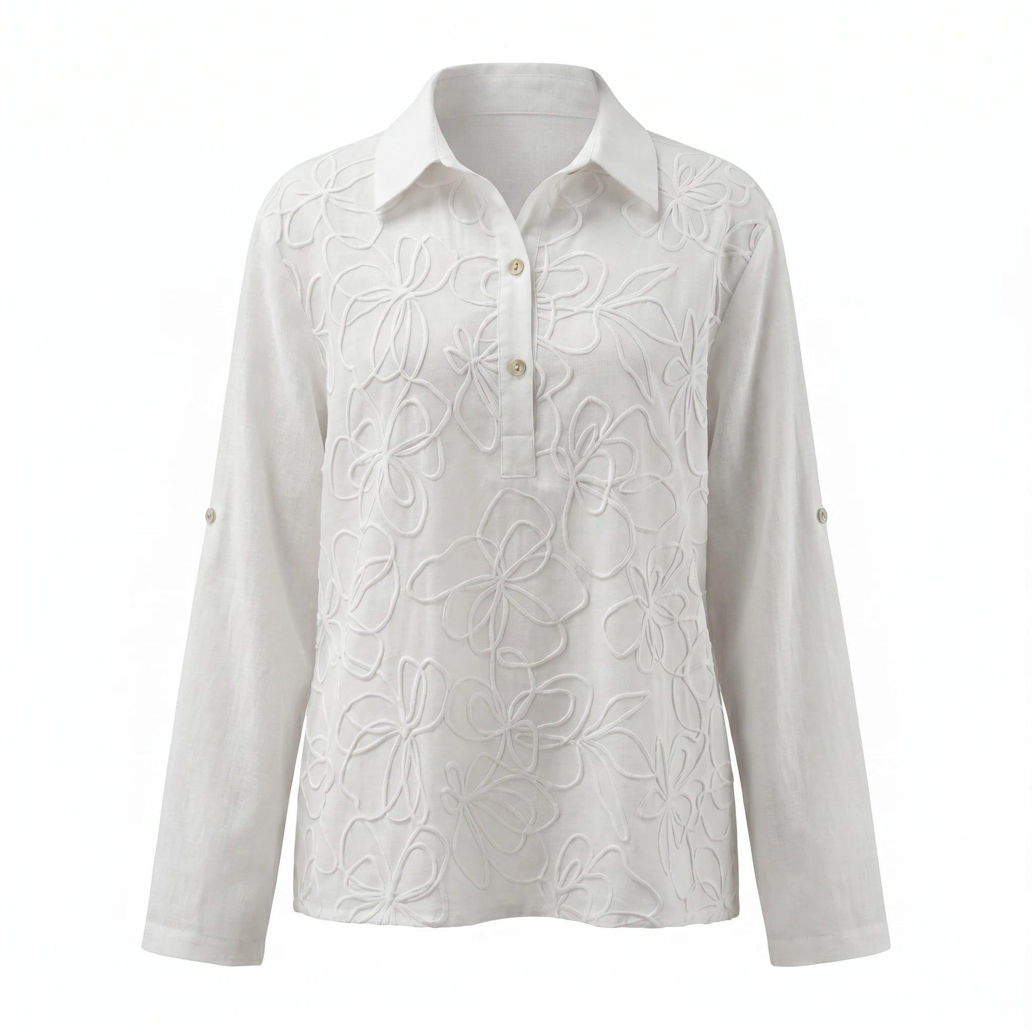 Floral Embroidered Sheer Blouse WHD0605234-S-250979-1