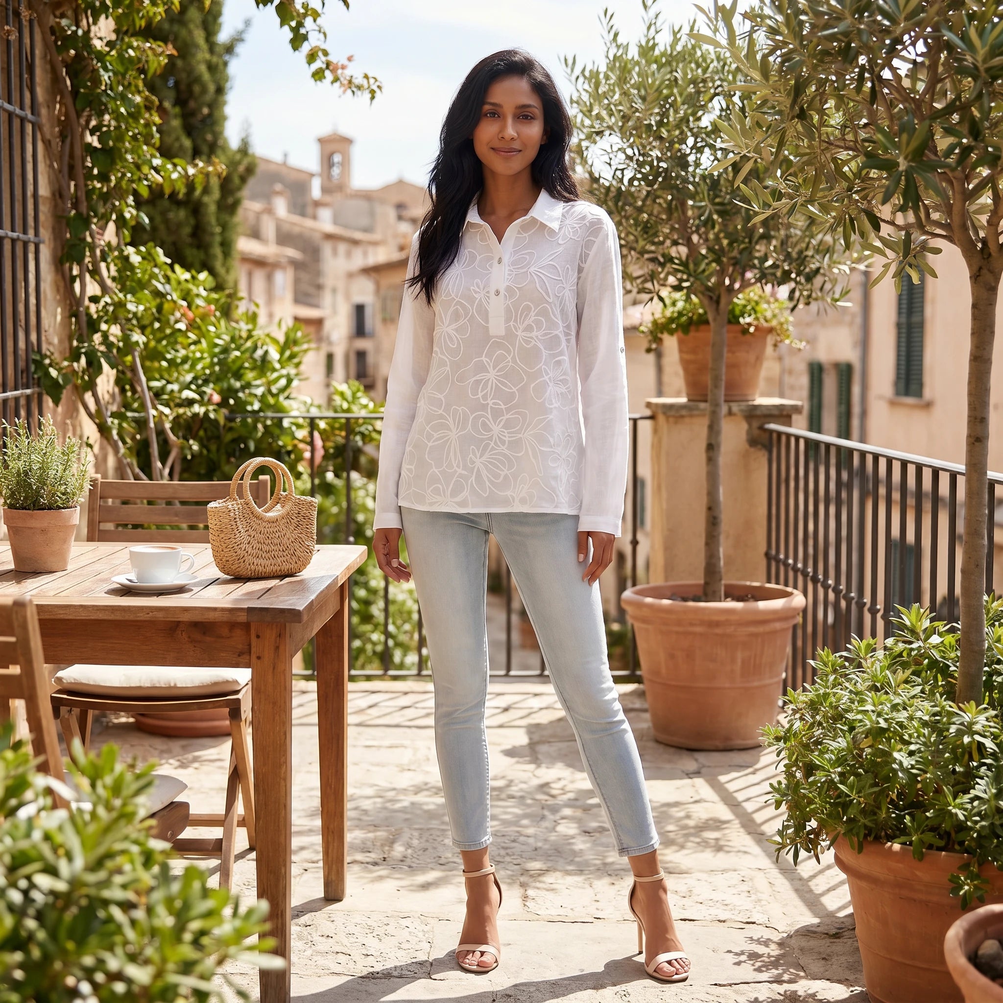 Floral Embroidered Sheer Blouse WHD0605234-S-250979-1