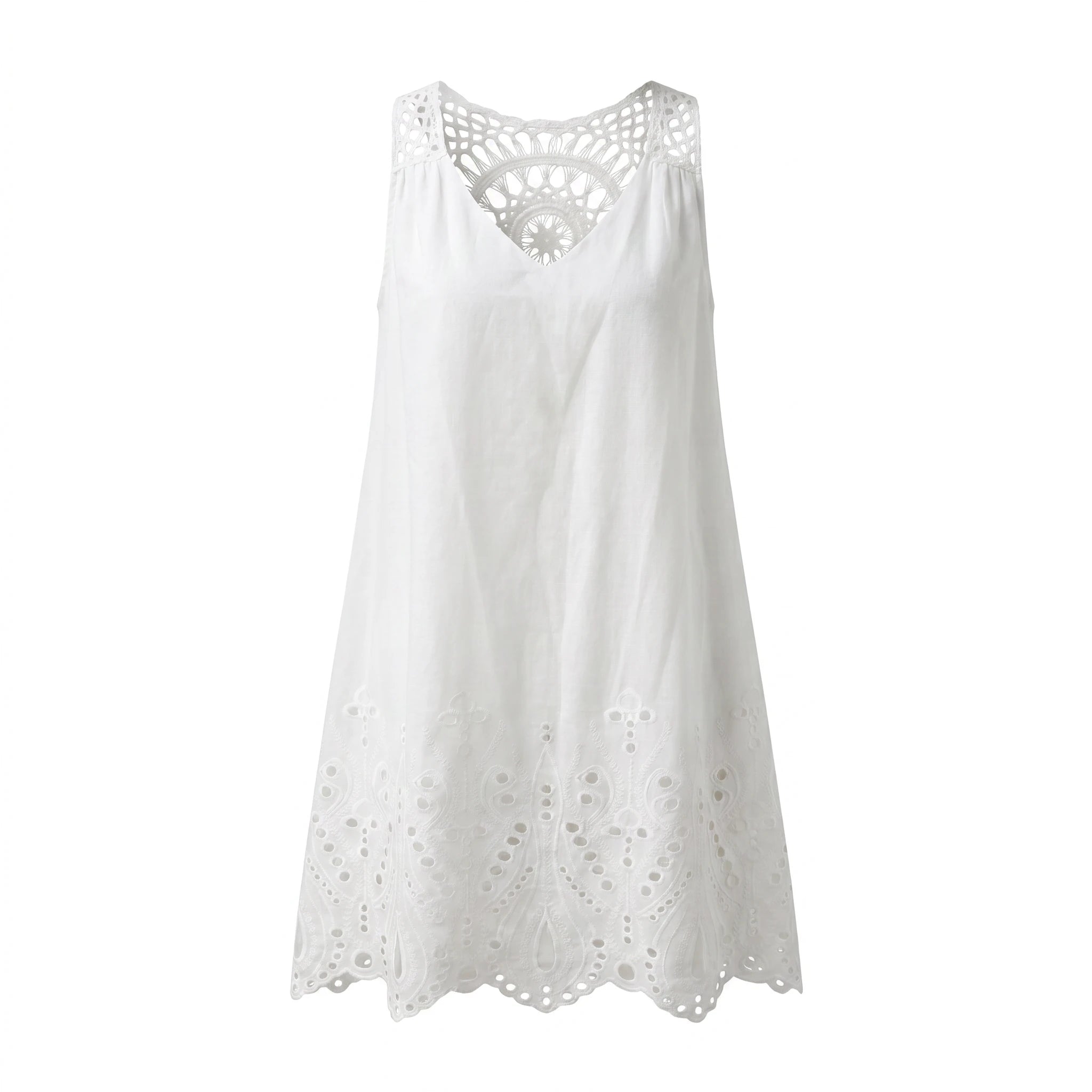 Crochet Back Eyelet Dress WHD0605235-S-250470