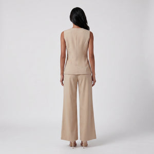 Gold Button Vest Pants Set WHD0605236-S-250806