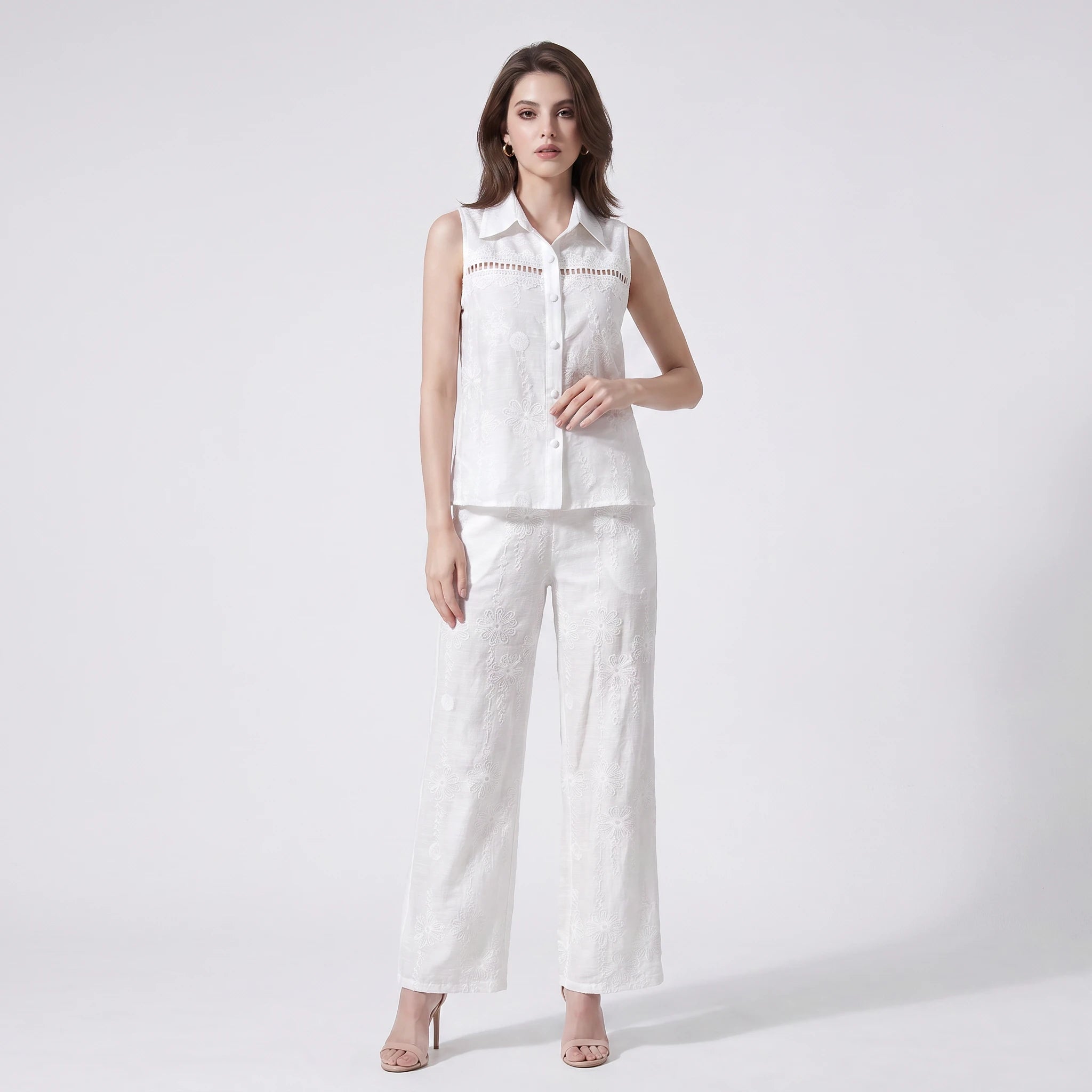 Embroidered Shirt Pants Set WHD0605237-S-251051