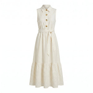 Embroidered Tie Waist Maxi Dress WHD0605238-S-251199