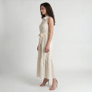 Embroidered Tie Waist Maxi Dress WHD0605238-S-251199