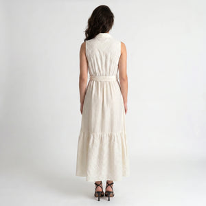 Embroidered Tie Waist Maxi Dress WHD0605238-S-251199