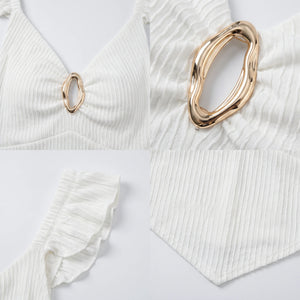 Ruffle Strap Ribbed Cami Top WHD0605240-S-250790