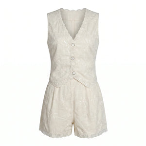 Embroidered Lace Trim Romper WHD0605294-S-2503201