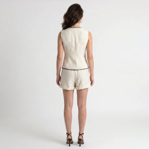 Contrast Stitch Vest Shorts Set WHD0605299-S-250834