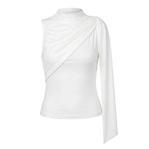 Asymmetric Draped White Top WHD0605301-S-260111