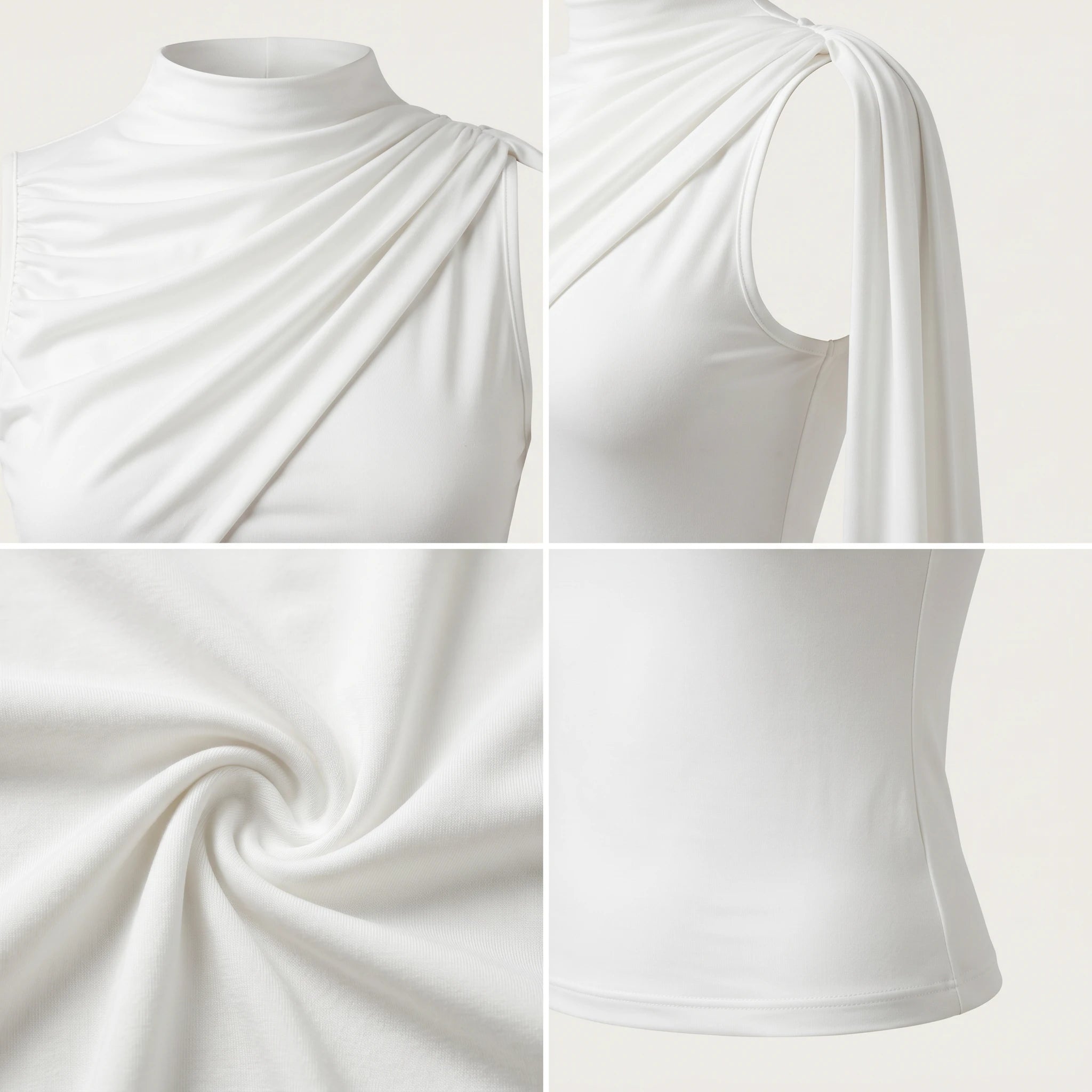 Asymmetric Draped White Top WHD0605301-S-260111